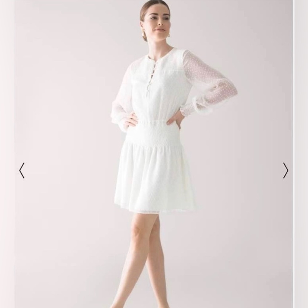 White House Black Market smocked blouson dress